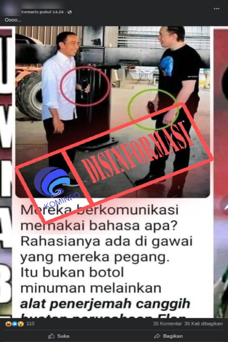 Botol Minuman yang Dipegang Elon Musk dan Jokowi Alat Penerjemah Canggih