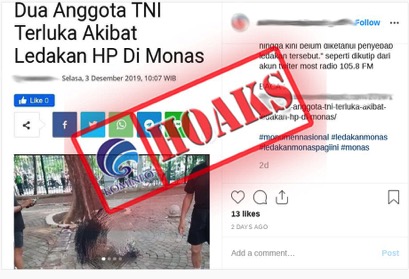 Dua Anggota TNI Terluka Akibat Ledakan HP di Monas