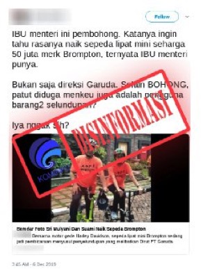 Foto Sri Mulyani dan Suami Naik Sepeda Brompton Milik Pribadi