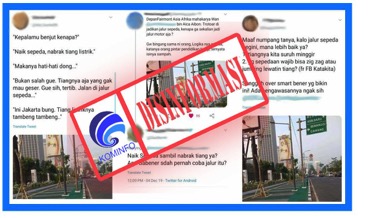 Jalur Sepeda Terhalang Tiang Listrik di Trotoar Senayan