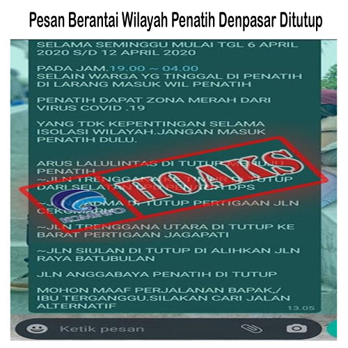 Pesan Berantai Wilayah Penatih Denpasar Ditutup