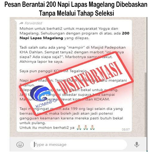 Pesan Berantai 200 Napi Lapas Magelang Dibebaskan Tanpa Melalui Tahap Seleksi