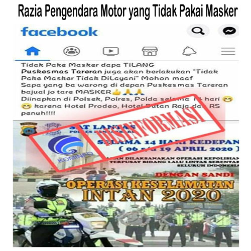 Razia Pengendara Motor yang Tidak Pakai Masker