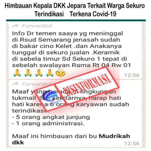 Imbauan Kepala DKK Jepara Terkait Warga Sekuro Terindikasi Terkena Covid-19