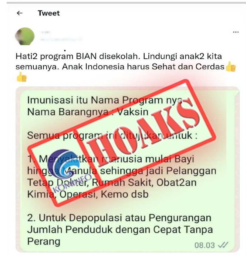 Program BIAS dengan Tujuan Menyakiti Manusia dan Depopulasi