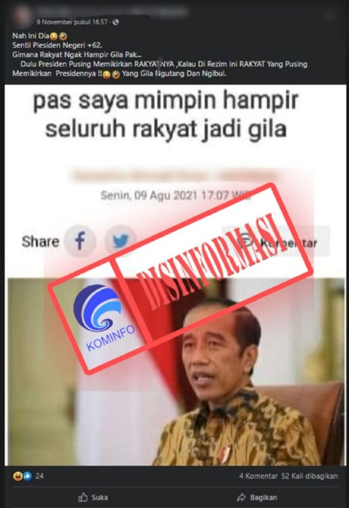 Judul Artikel Berita detiknews “Pas Saya Mimpin Hampir Seluruh Rakyat Jadi Gila”