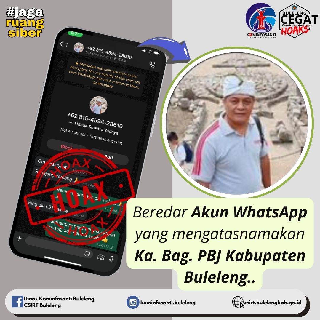 Beredar Akun WhatsApp yang mengatasnamakan Ka. Bag. PBJ Kabupaten Buleleng.