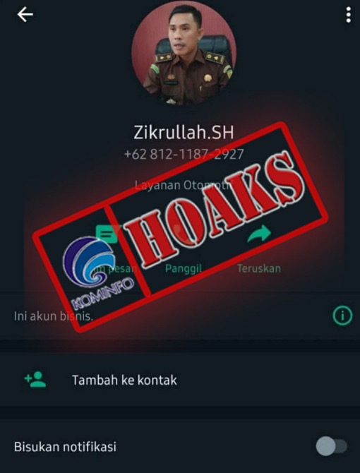 Akun WhatsApp Kepala Seksi Pidana Umum Kejaksaan Negeri Bengkalis