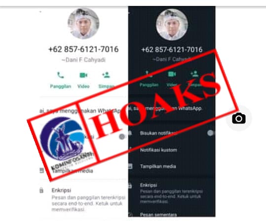 TERSEBAR TANGKAPAN LAYAR AKUN WHATSAPP YANG MENGATASNAMAKAN DAN MENGGUNAKAN FOTO PROFIL KARYAWAN BUMN. “DANI FIKKA CAHYADI