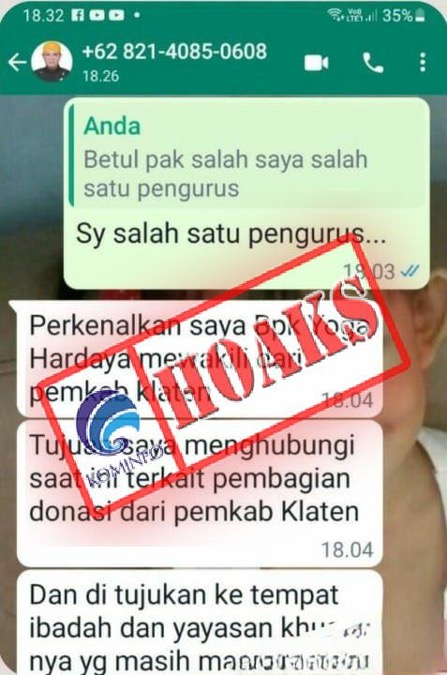 Akun WhatsApp Mengatasnamakan Wakil Bupati Klaten