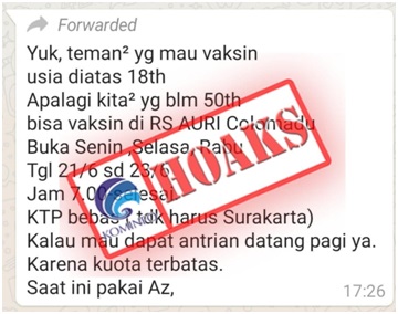 Vaksinasi Bagi Warga Umum di RS AURI Colomadu