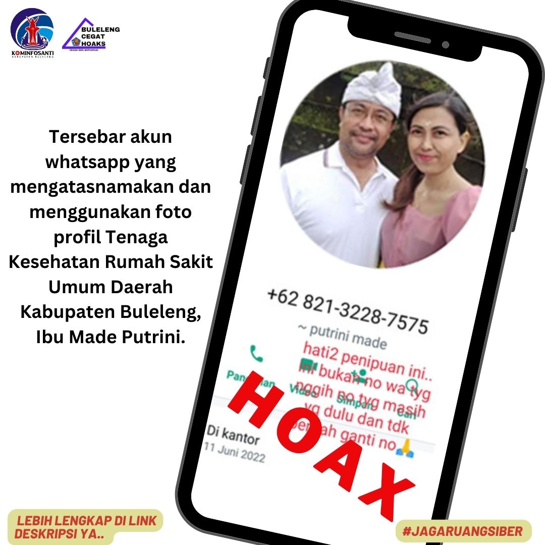 Akun Whatsapp yang mengatasnamakan dan menggunakan foto profil Tenaga Kesehatan RSUD Kabupaten Buleleng