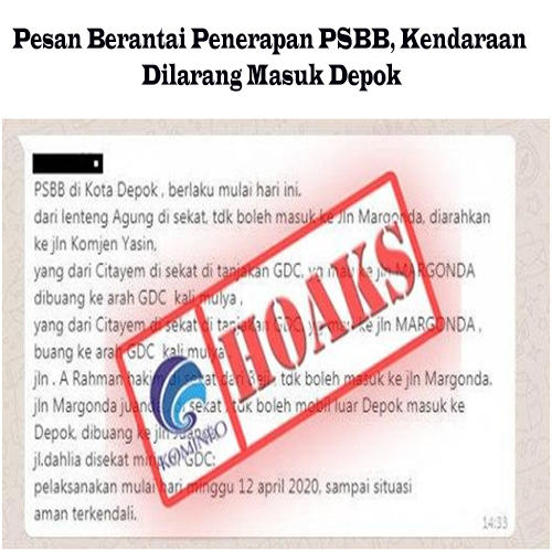 Pesan Berantai Penerapan PSBB, Kendaraan Dilarang Masuk Depok