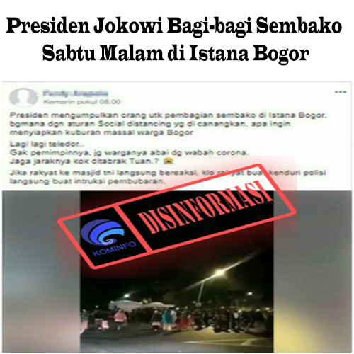 Presiden Jokowi Bagi-bagi Sembako Sabtu Malam di Istana Bogor