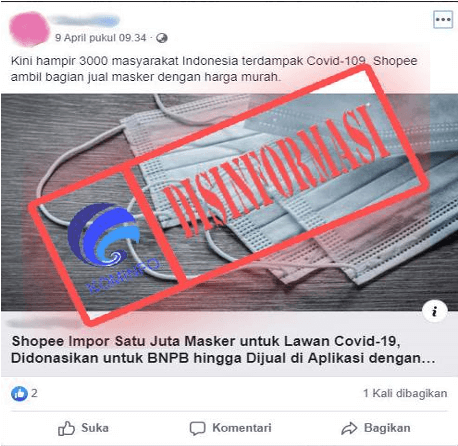 Shopee Impor Satu Juta Masker Untuk BNPB