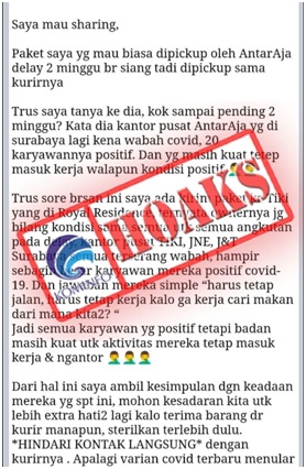 Kurir Tetap Bekerja Meskipun Positif Covid-19