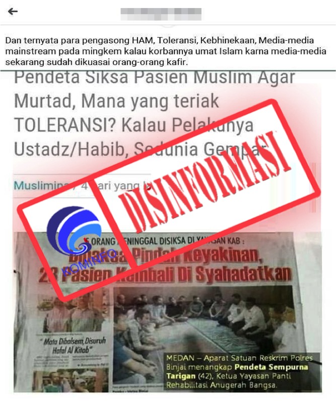 Pendeta Siksa Pasien Muslim agar Murtad