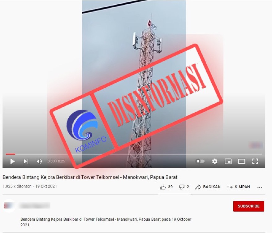 Bendera Bintang Kejora Berkibar di Tower Telkomsel Kabupaten Manokwari