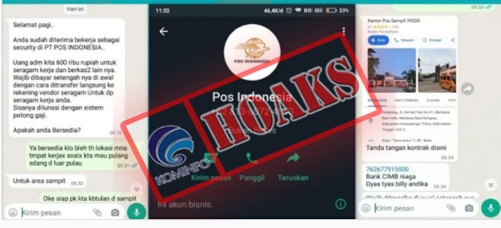 Akun WhatsApp Mengatasnamakan Pos Indonesia