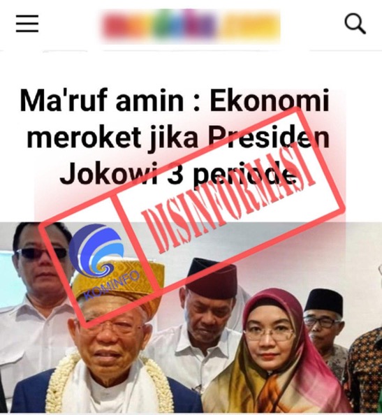 Gambar Tangkapan Layar Artikel Merdeka.com “Ma’ruf amin : Ekonomi meroket jika Presiden Jokowi 3 periode”