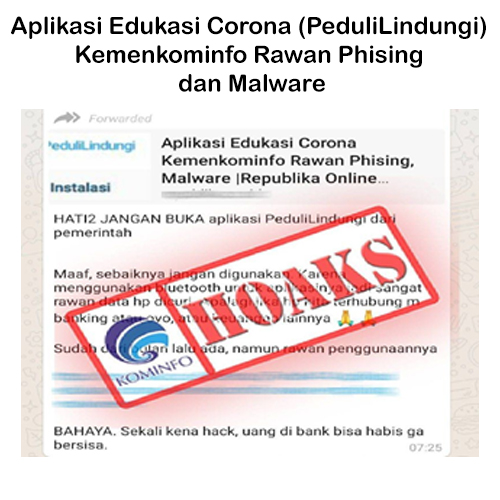 Aplikasi Edukasi Corona (PeduliLindungi) Kemenkominfo Rawan Phising dan Malware