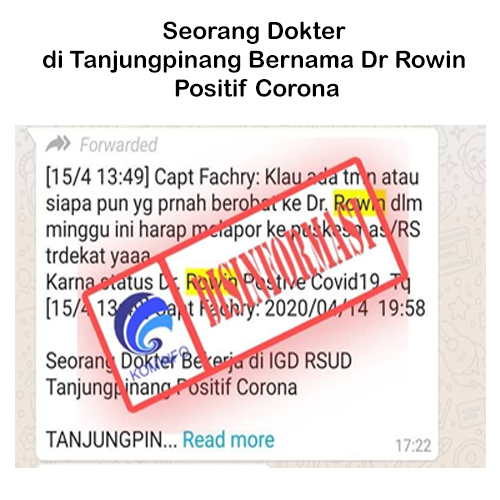 Seorang Dokter di Tanjungpinang Bernama Dr Rowin Positif Corona