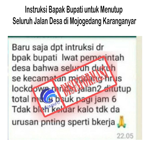 Instruksi Bapak Bupati untuk Menutup Seluruh Jalan Desa di Mojogedang Karanganyar