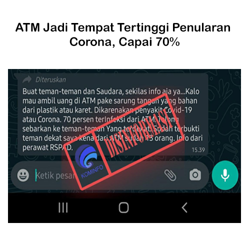 ATM Jadi Tempat Tertinggi Penularan Corona, Capai 70%