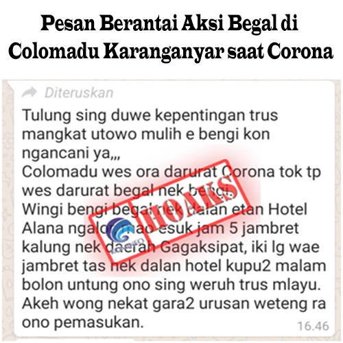 Pesan Berantai Aksi Begal di Colomadu Karanganyar saat Corona