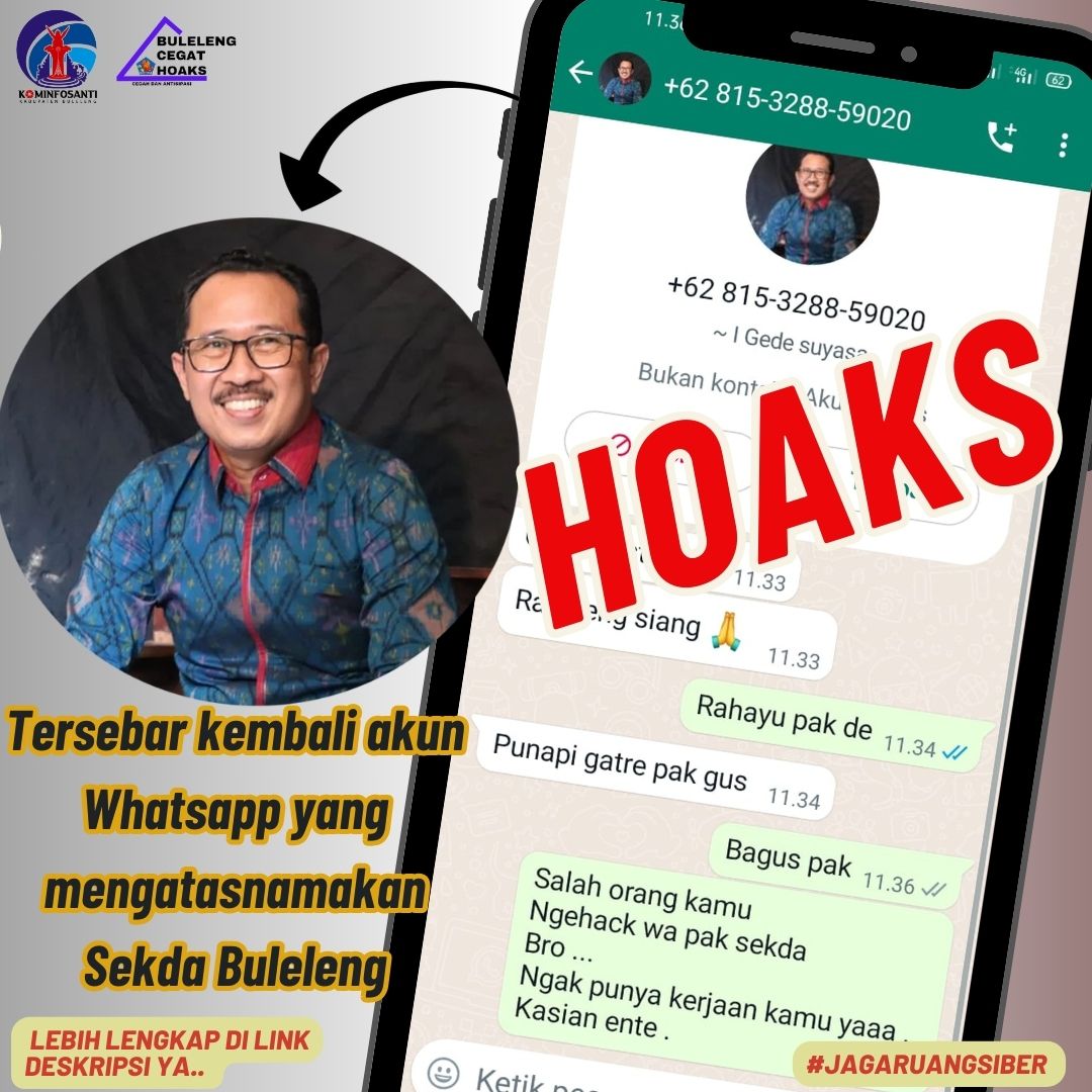 Tersebar kembali Akun Whatsapp yang mengatasnamakan dan menggunakan foto profil Sekretaris Daerah Kabupaten Buleleng