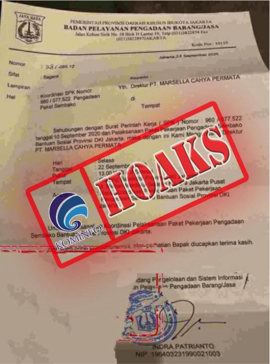 Surat SPK Pengadaan Sembako dan Bantuan Sosial Pemprov DKI Jakarta