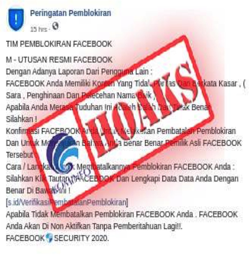 Peringatan Pemblokiran oleh Tim Pemblokiran Facebook