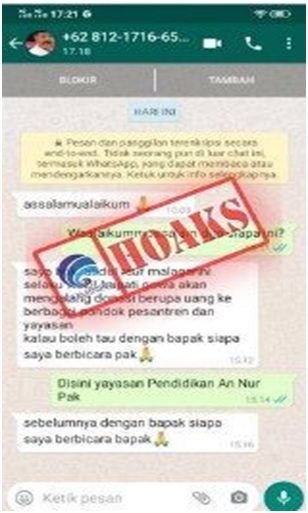 Pesan WhatsApp Mengatasnamakan Wakil Bupati Gowa Meminta Donasi untuk Pesantren dan Yayasan