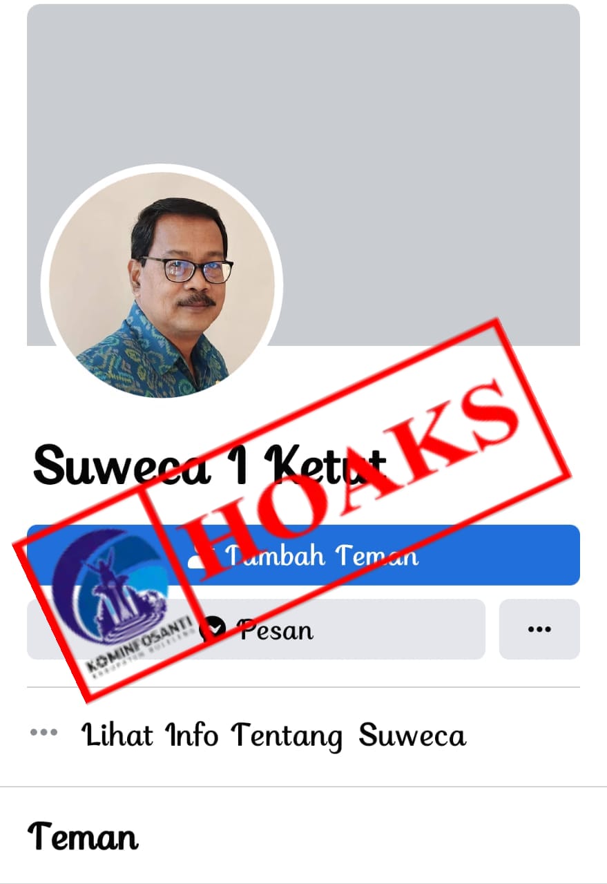 TERSEBAR TANGKAPAN LAYAR AKUN FACEBOOK YANG MENGGUNAKAN FOTO PROFIL DAN MENGATASNAMAKAN KEPALA DINAS ARSIP PERPUSTAKAAN DAERAH KABUPATEN BULELENG.