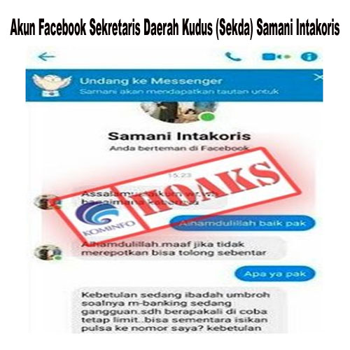 Akun Facebook Sekretaris Daerah Kudus (Sekda) Samani Intakoris