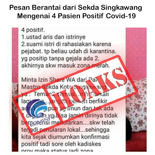 Pesan Berantai dari Sekda Singkawang Mengenai 4 Pasien Positif Covid-19