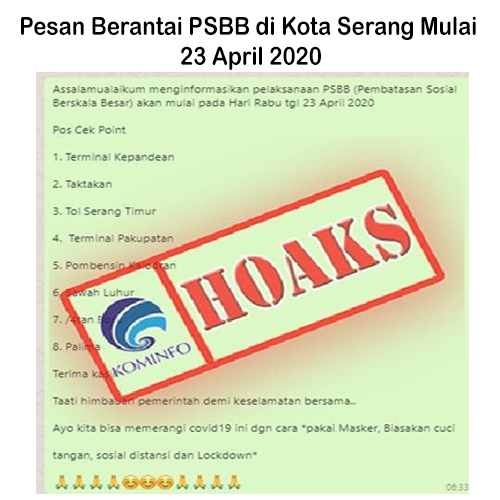 Pesan Berantai PSBB di Kota Serang Mulai 23 April 2020