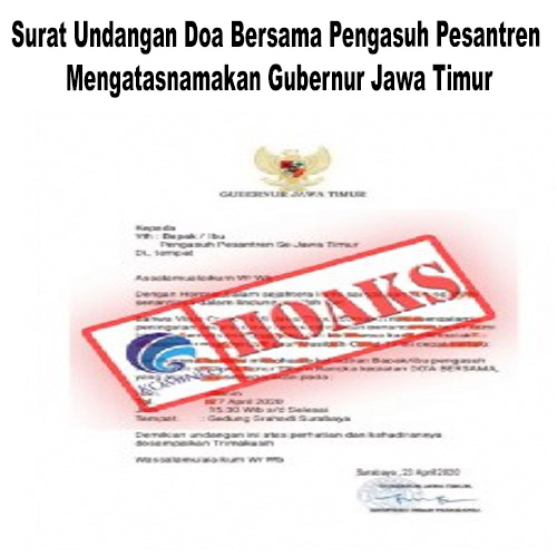 Surat Undangan Doa Bersama Pengasuh Pesantren Mengatasnamakan Gubernur Jawa Timur