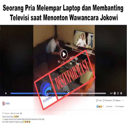 Seorang Pria Melempar Laptop dan Membanting Televisi saat Menonton Wawancara Jokowi