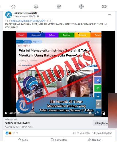 Akun Facebook Mengatasnamakan Media Massa dan Promosikan Gim Judi Slot