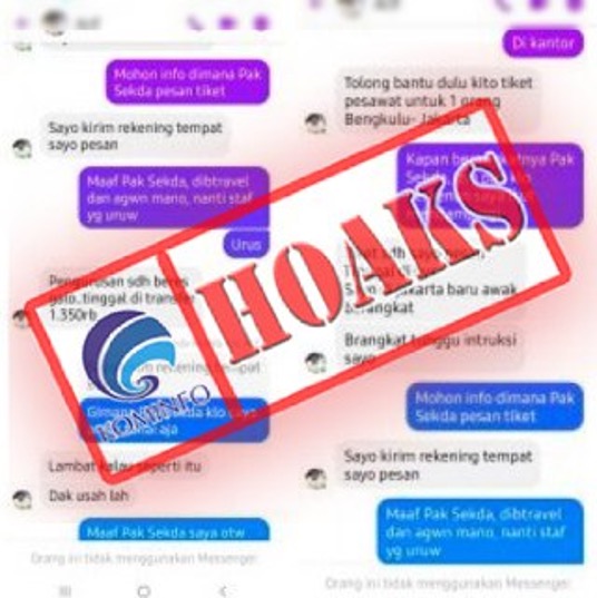 Akun Facebook Mengatasnamakan Sekretaris Daerah Kota Bengkulu Meminta Dibayari Tiket Pesawat