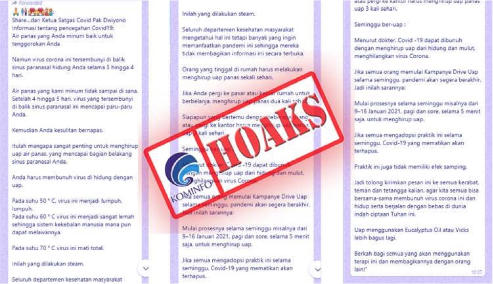 Ketua Satgas Covid-19 Sebut Hirup Uap Air Panas Bisa Membunuh Virus Corona