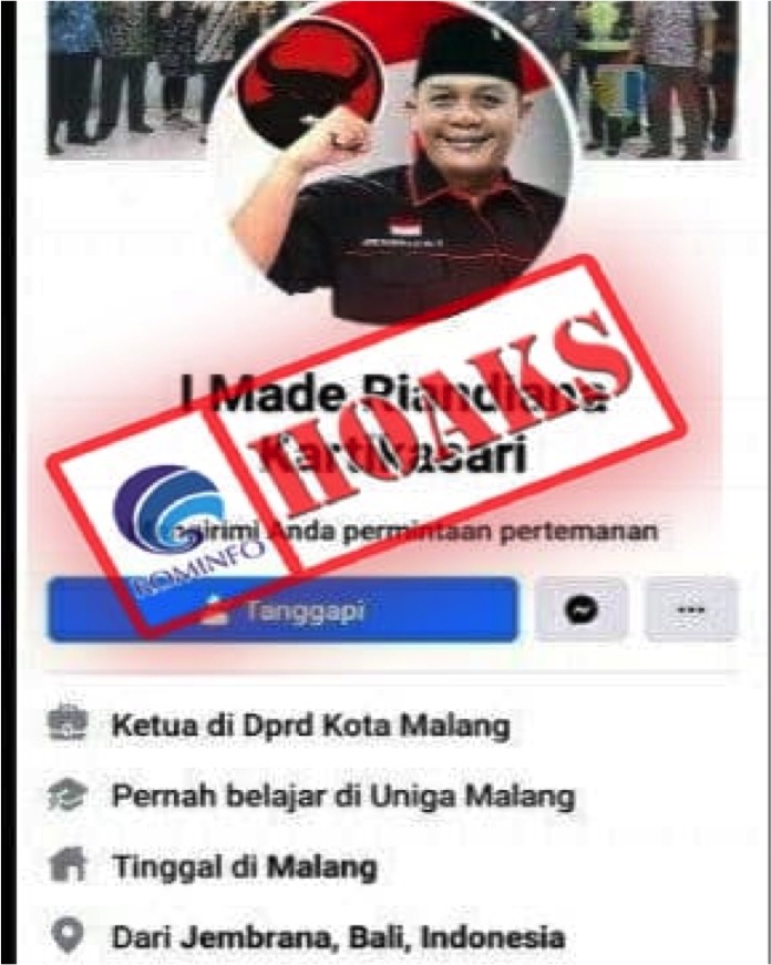 Akun Facebook Mengatasnamakan Ketua DPRD Kota Malang