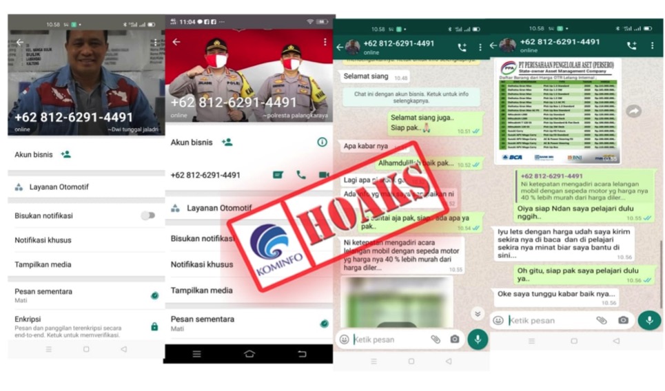 Akun WhatsApp yang Mengatasnamakan Kapolresta Palangkaraya