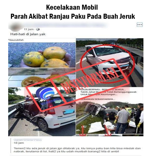 Kecelakaan Mobil Parah Akibat Ranjau Paku Pada Buah Jeruk