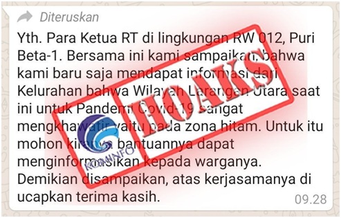 Larangan Utara, Kota Tangerang Berstatus Zona Hitam