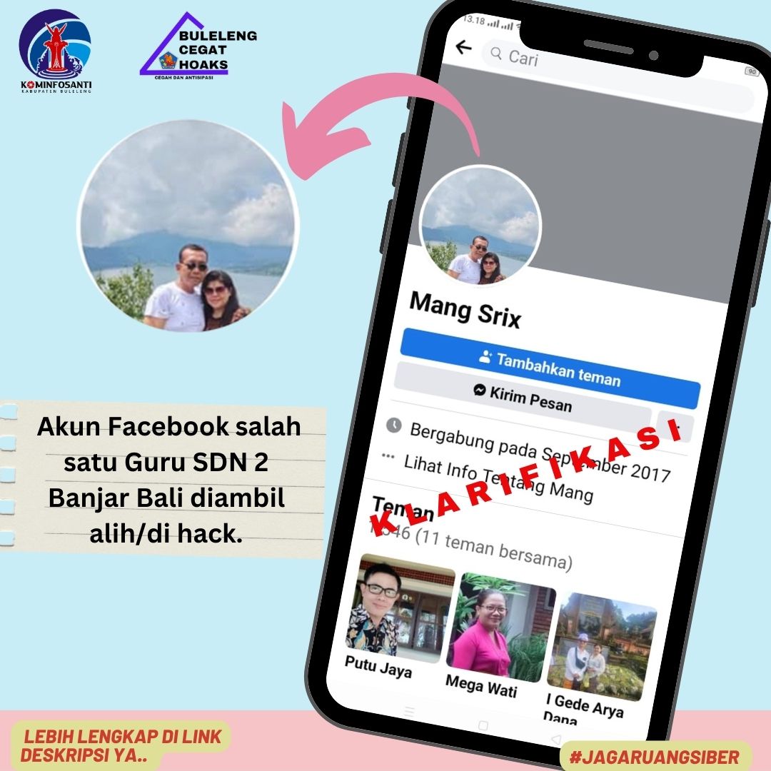 Akun Facebook salah satu Guru SDN 2 Banjar Bali diambil alih/di hack.