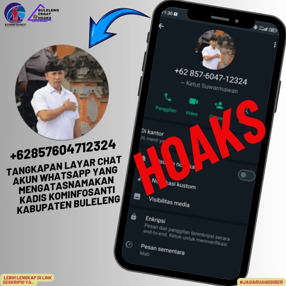 Tangkapan Layar Chat Akun Whatsapp yang mengatasnamakan Kadis Kominfosanti Kabupaten Buleleng