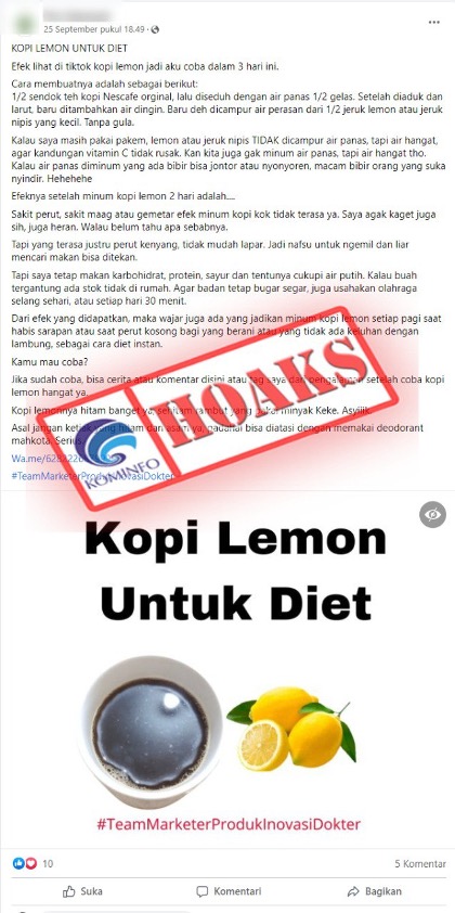 Minuman Kopi Campur Lemon Bermanfaat untuk Diet