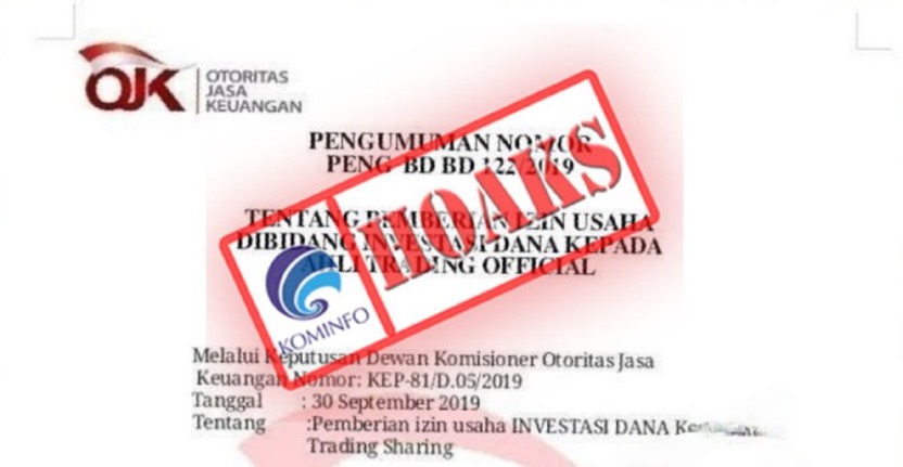 Pemberian Izin Usaha di Bidang Investasi Mengatasnamakan OJK